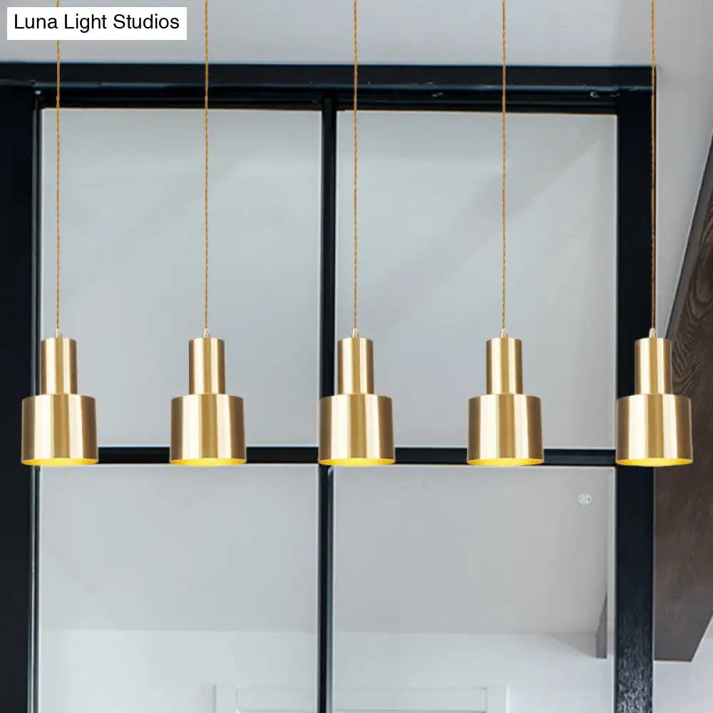 Industrial-Style Tandem Ceiling Pendant Lamp with Metal Gold Finish (3/5/7 Heads)