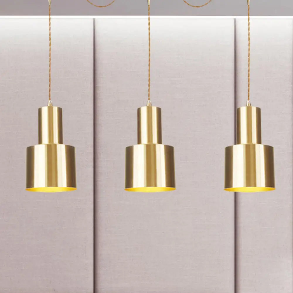 Industrial-Style Tandem Ceiling Pendant Lamp with Metal Gold Finish (3/5/7 Heads)