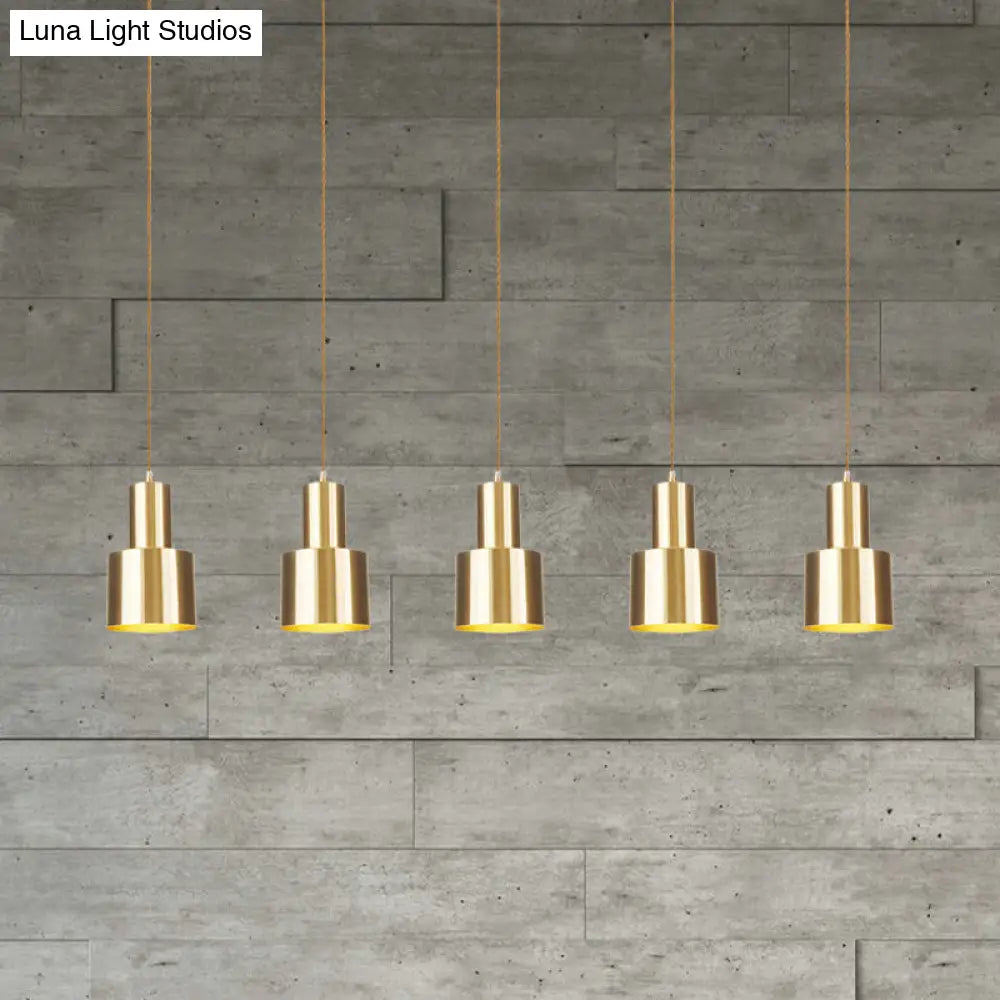 Industrial-Style Tandem Ceiling Pendant Lamp with Metal Gold Finish (3/5/7 Heads)