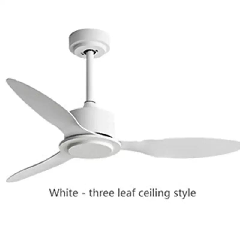 White three-leaf ceiling fan with industrial style white and wood design with remote control for bedroom use