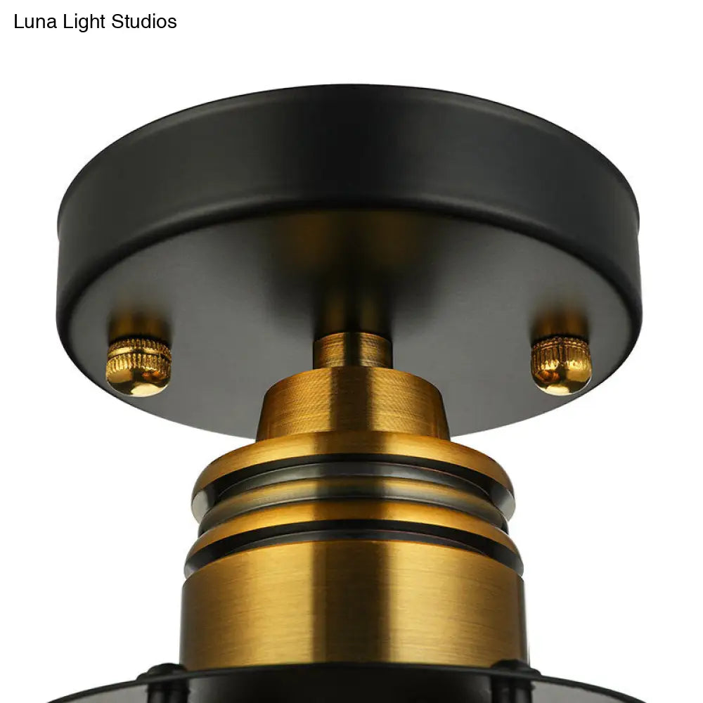 DecorBites™ DecorBites™ Industrial Style Wire Guard Ceiling Light - Metallic Semi Flush Brass/Antique Brass - Hallway Lighting