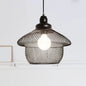 Industrial Style Wire Mesh Metal Pendant Light - Matte Black/Copper