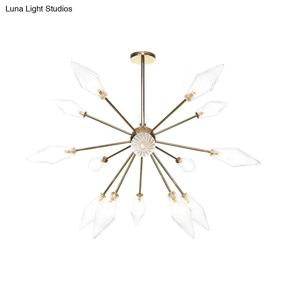 Lámpara de araña industrial con forma de diamante - 9/12/15 luces, para interiores, con cristal ámbar/transparente