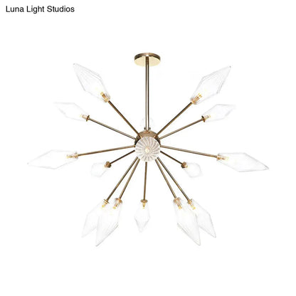 Lámpara de araña industrial con forma de diamante - 9/12/15 luces, para interiores, con cristal ámbar/transparente