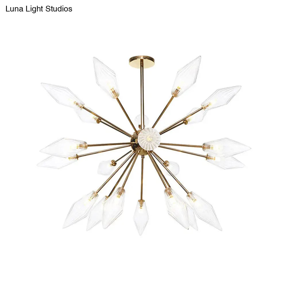 Lámpara de araña industrial con forma de diamante - 9/12/15 luces, para interiores, con cristal ámbar/transparente