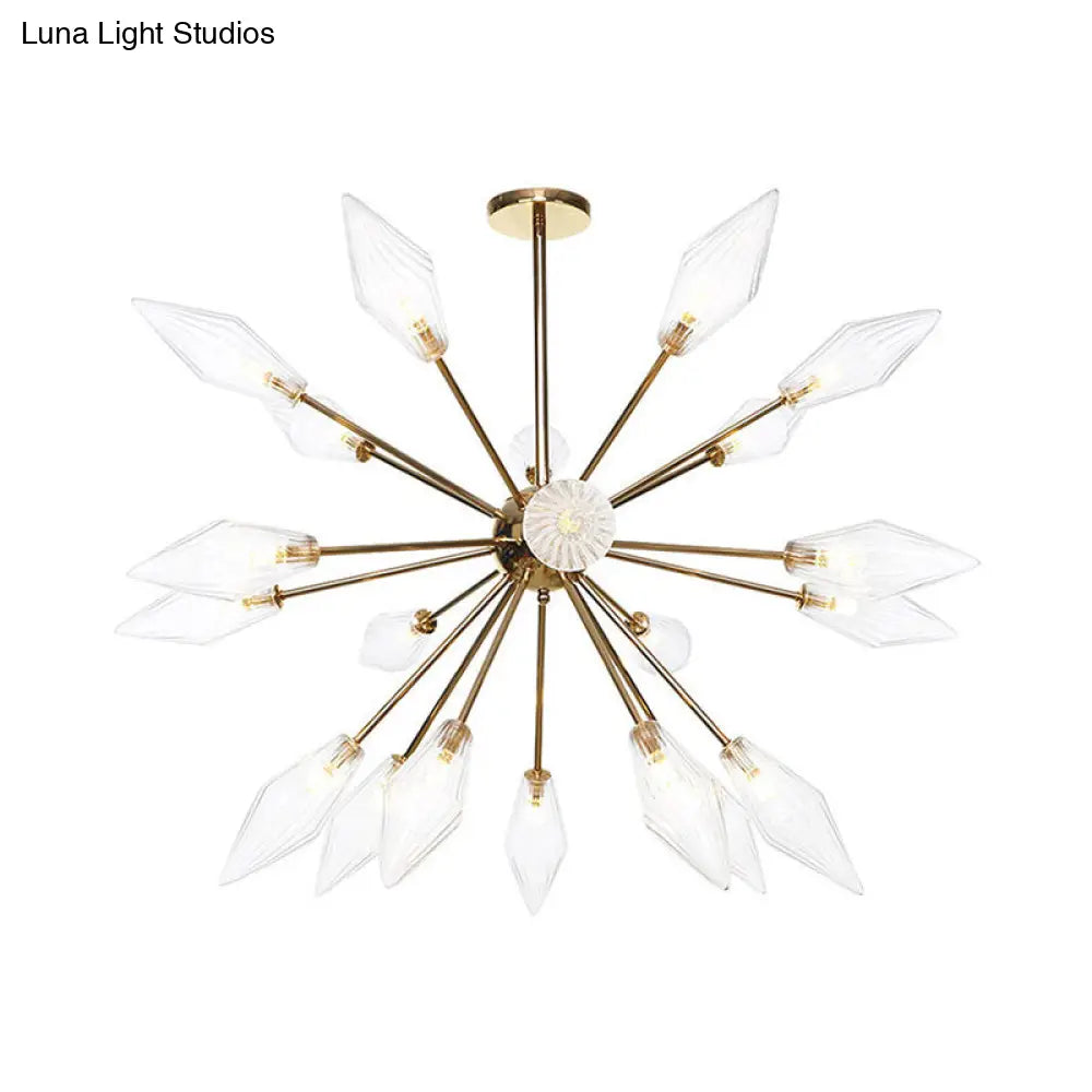 Lámpara de araña industrial con forma de diamante - 9/12/15 luces, para interiores, con cristal ámbar/transparente