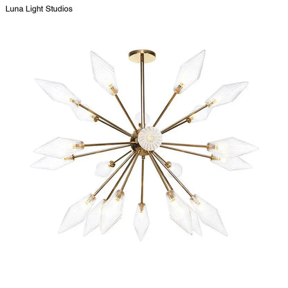 Lámpara de araña industrial con forma de diamante - 9/12/15 luces, para interiores, con cristal ámbar/transparente