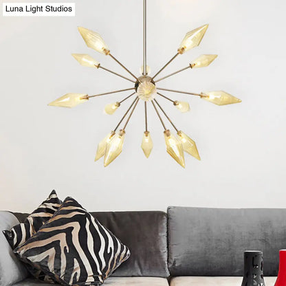 Lámpara de araña industrial con forma de diamante - 9/12/15 luces, para interiores, con cristal ámbar/transparente