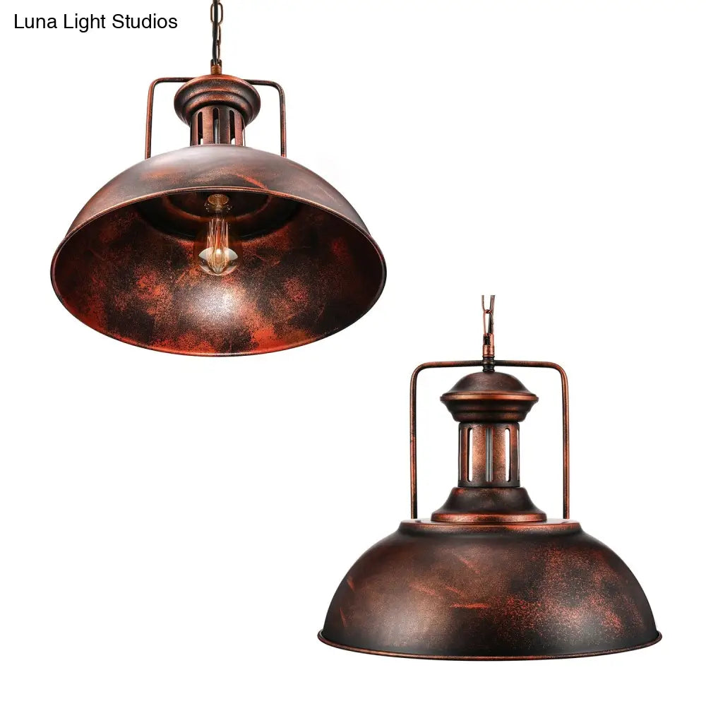 Industrial Stylish Domed Pendant Light in Aged Silver - 13"/16" Wide - Ideal for Dining Room