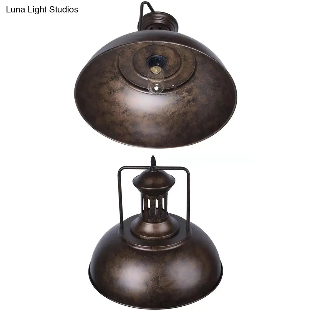 Industrial Stylish Domed Pendant Light in Aged Silver - 13"/16" Wide - Ideal for Dining Room