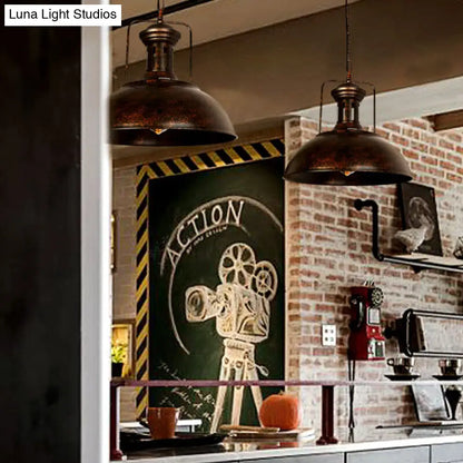 Industrial Stylish Domed Pendant Light in Aged Silver - 13"/16" Wide - Ideal for Dining Room