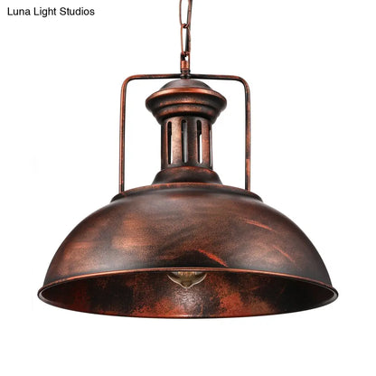 Industrial Stylish Domed Pendant Light in Aged Silver - 13"/16" Wide - Ideal for Dining Room