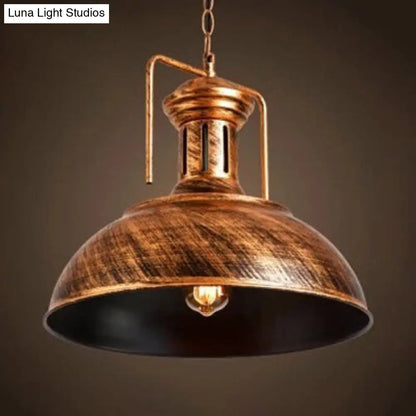 Industrial Stylish Domed Pendant Light in Aged Silver - 13"/16" Wide - Ideal for Dining Room