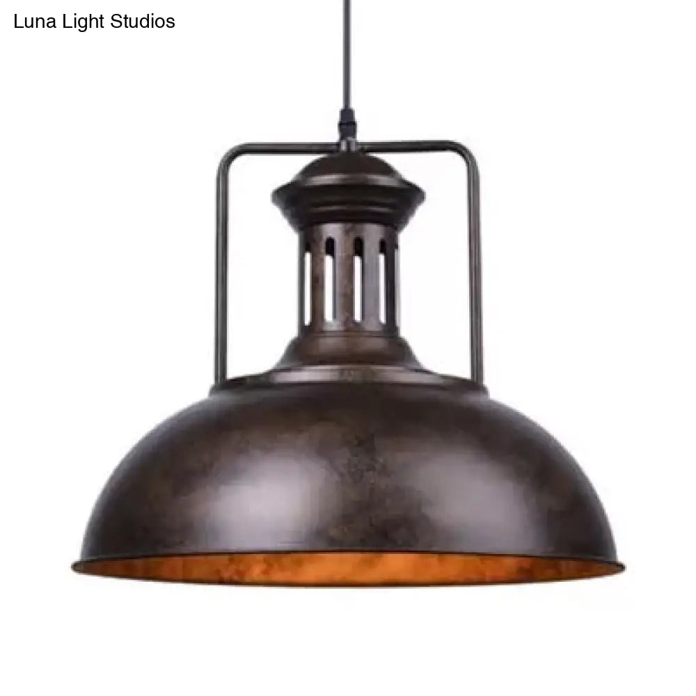 Industrial Stylish Domed Pendant Light in Aged Silver - 13"/16" Wide - Ideal for Dining Room