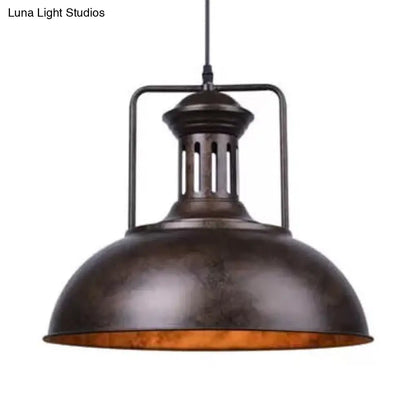 Industrial Stylish Domed Pendant Light in Aged Silver - 13"/16" Wide - Ideal for Dining Room