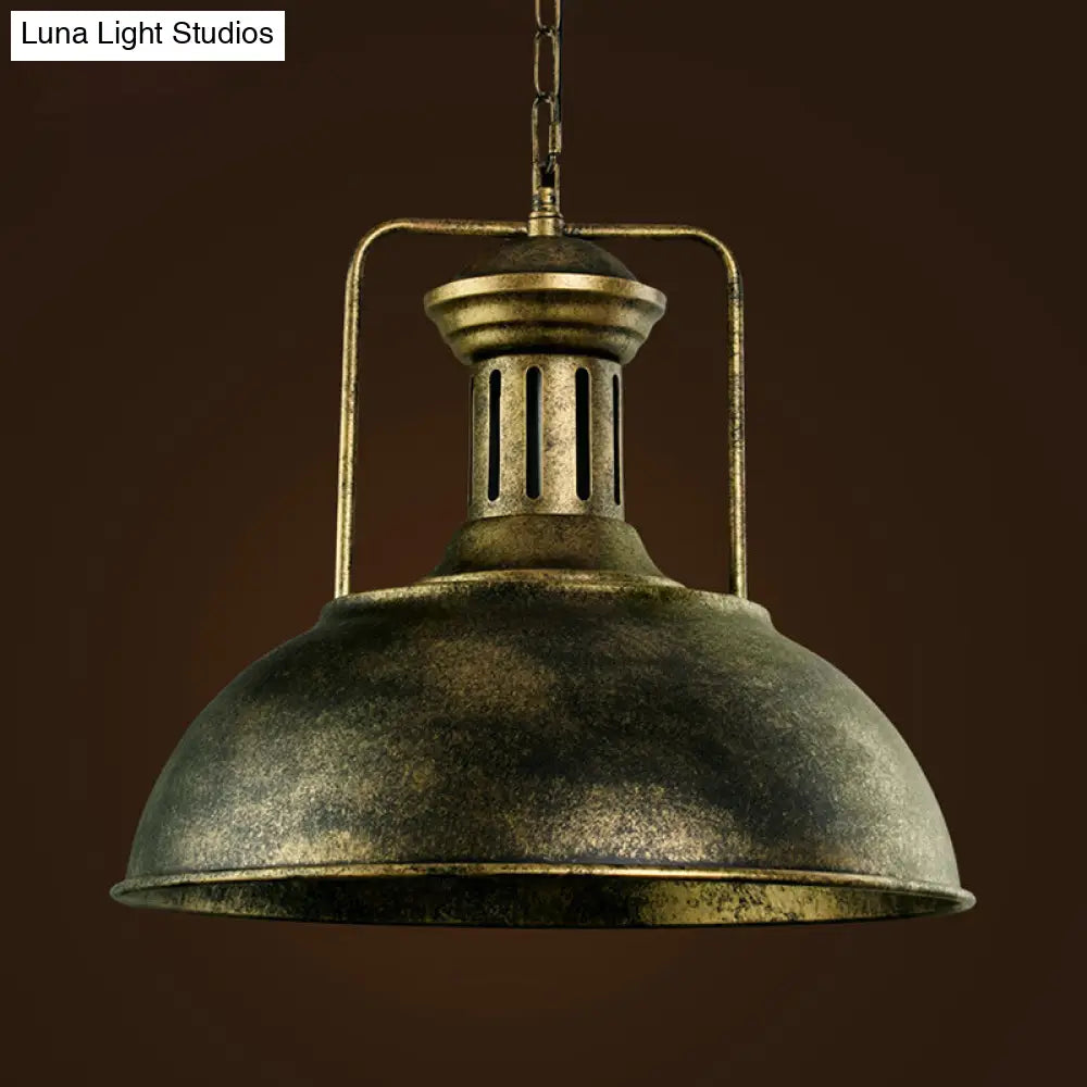 Industrial Stylish Domed Pendant Light in Aged Silver - 13"/16" Wide - Ideal for Dining Room