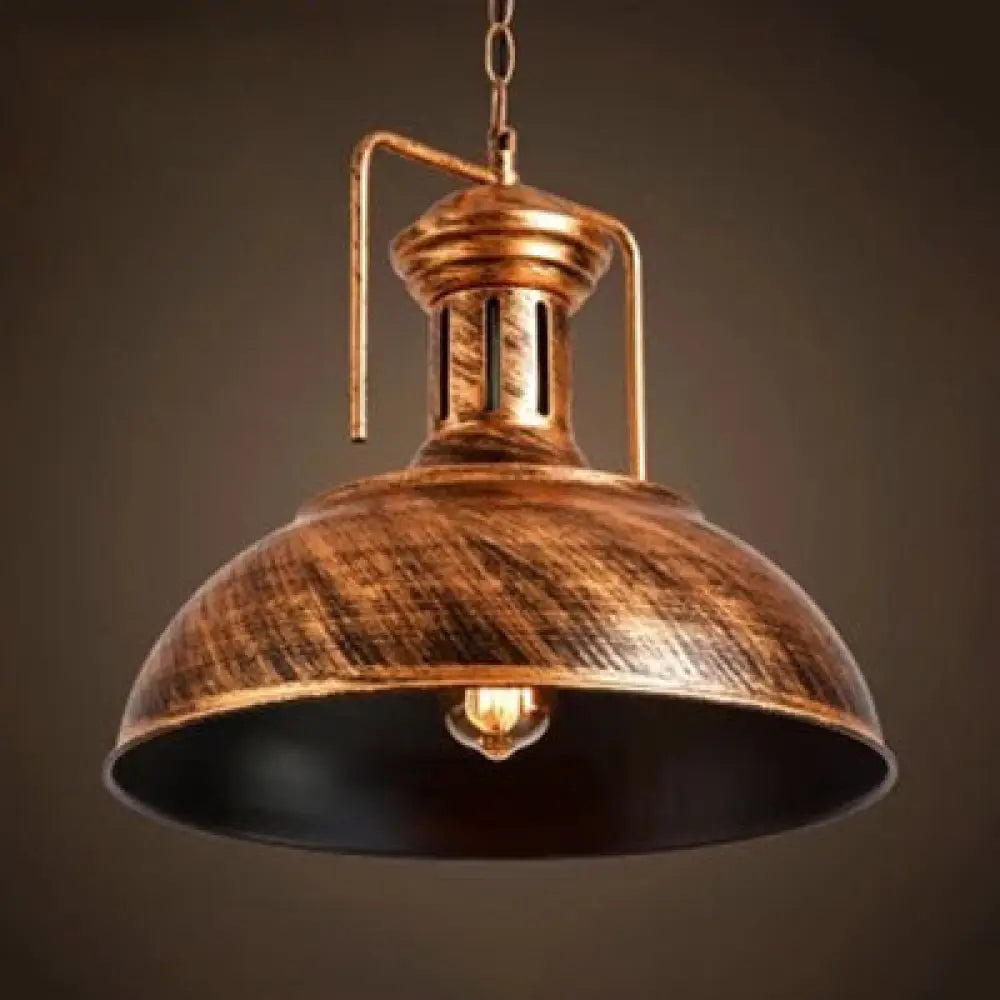 Industrial Stylish Domed Pendant Light in Aged Silver - 13"/16" Wide - Ideal for Dining Room