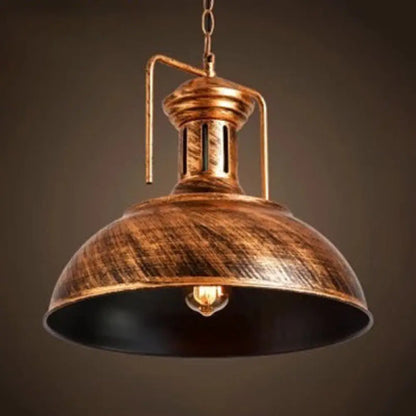 Industrial Stylish Domed Pendant Light in Aged Silver - 13"/16" Wide - Ideal for Dining Room