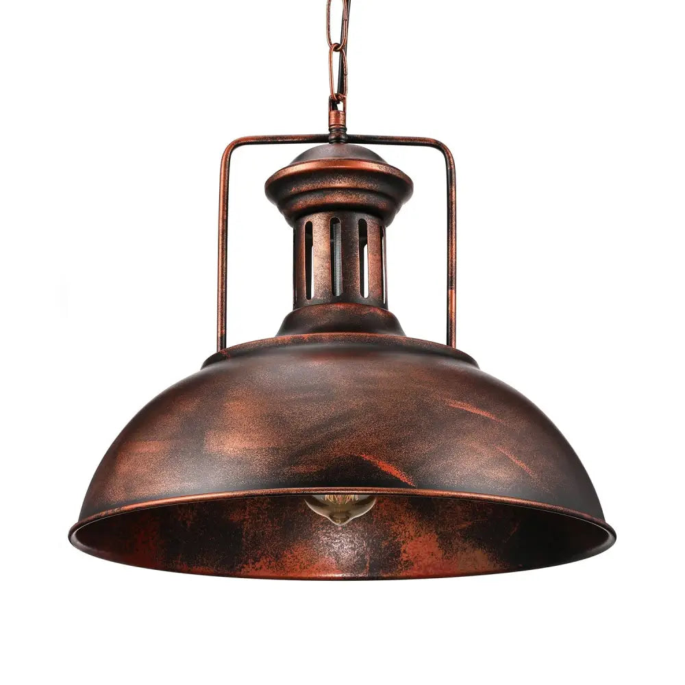 Industrial Stylish Domed Pendant Light in Aged Silver - 13"/16" Wide - Ideal for Dining Room