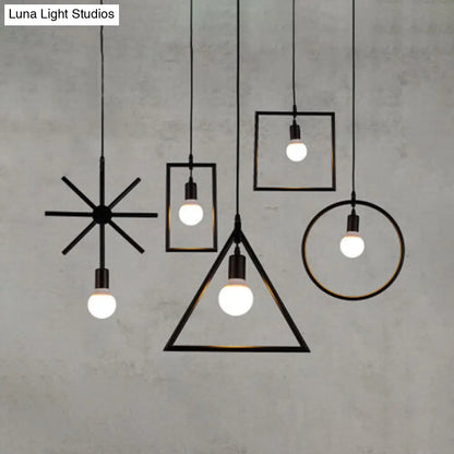 Industrial Stylish Metal Ceiling Light with Geometric Design - 5 LED Lights in Black, Various Shades