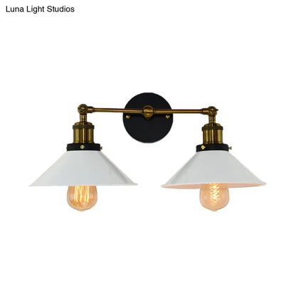 DecorBites™ DecorBites™ Industrial Stylish Metal Wall Sconce Lighting for Living Room - 2 Heads Wall Light with Conical Shade in Black/White