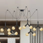 Industrial Swag Pendant Light - Amber Glass Globe, Multiple Ceiling Lights, LED, Black Finish - Perfect for Restaurants!