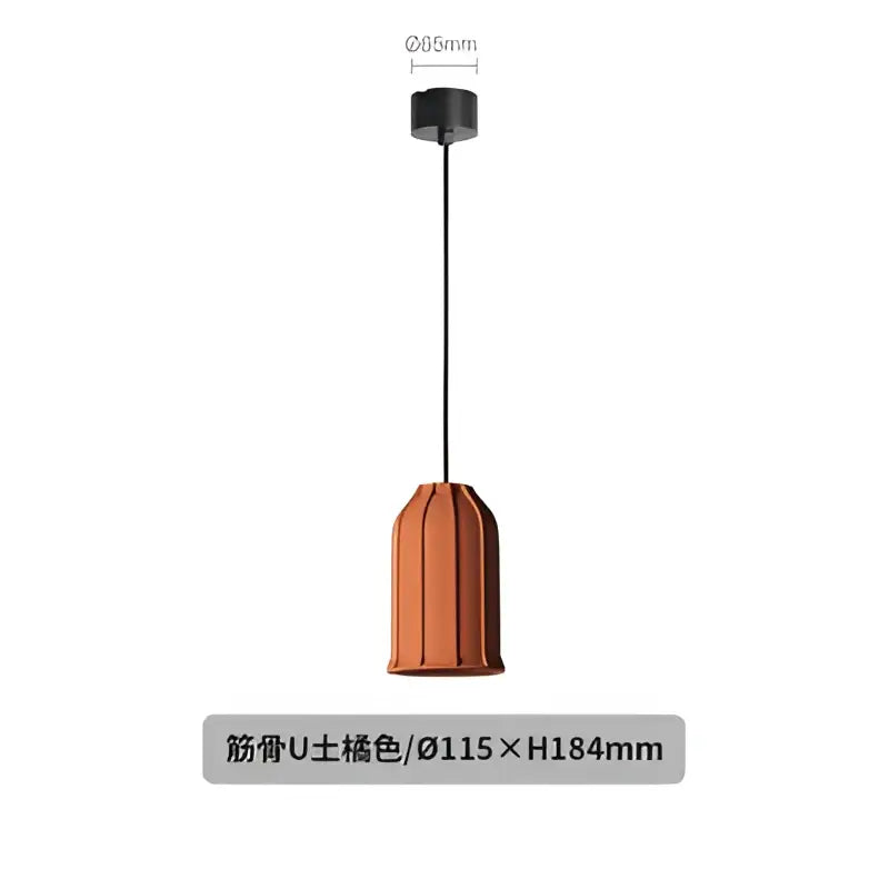 Industrial terracotta cement pendant lamp with ribbed design and black ceiling mount by decorbites cement pendant