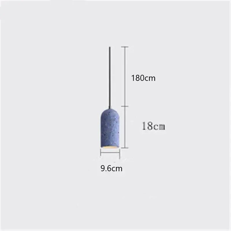 Blue speckled industrial terrazzo cement pendant light with cylindrical design and black cord for kitchen decorbites cement pendant