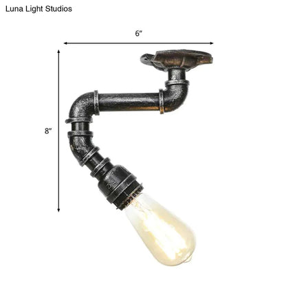 DecorBites™ DecorBites™ Industrial Twisted Pipe Metal Ceiling Lamp - 1 Light Semi Flush Fixture in Aged Silver/Antique Brass/Antique Bronze