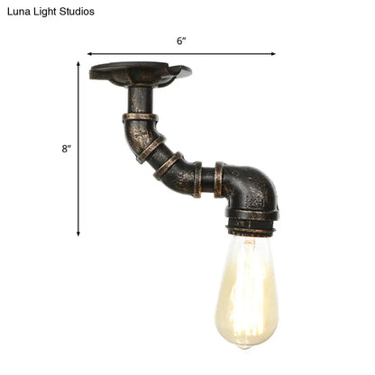 DecorBites™ DecorBites™ Industrial Twisted Pipe Metal Ceiling Lamp - 1 Light Semi Flush Fixture in Aged Silver/Antique Brass/Antique Bronze