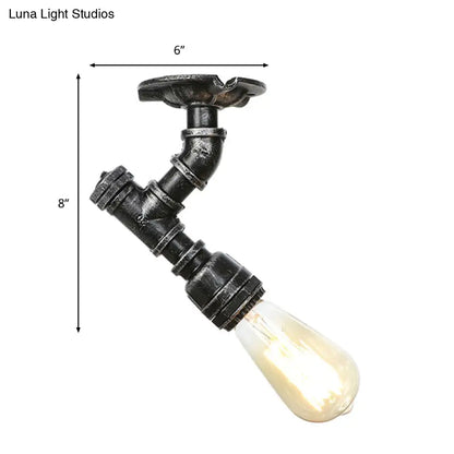 DecorBites™ DecorBites™ Industrial Twisted Pipe Metal Ceiling Lamp - 1 Light Semi Flush Fixture in Aged Silver/Antique Brass/Antique Bronze