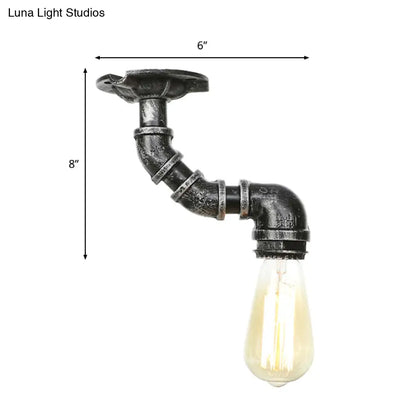 DecorBites™ DecorBites™ Industrial Twisted Pipe Metal Ceiling Lamp - 1 Light Semi Flush Fixture in Aged Silver/Antique Brass/Antique Bronze