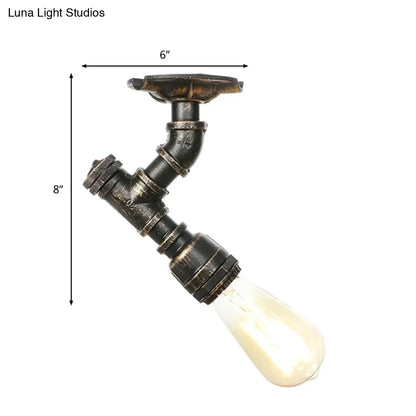 DecorBites™ DecorBites™ Industrial Twisted Pipe Metal Ceiling Lamp - 1 Light Semi Flush Fixture in Aged Silver/Antique Brass/Antique Bronze