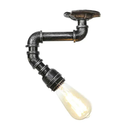 DecorBites™ DecorBites™ Industrial Twisted Pipe Metal Ceiling Lamp - 1 Light Semi Flush Fixture in Aged Silver/Antique Brass/Antique Bronze