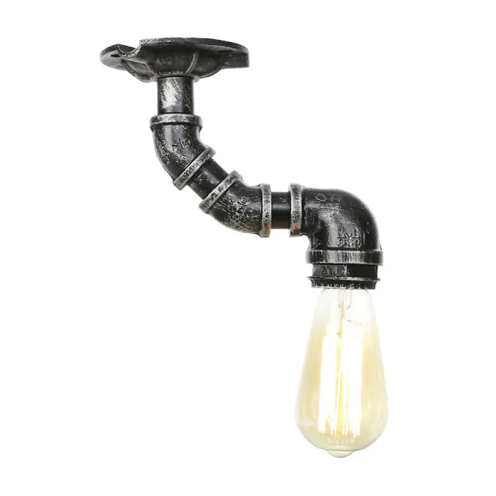 DecorBites™ DecorBites™ Industrial Twisted Pipe Metal Ceiling Lamp - 1 Light Semi Flush Fixture in Aged Silver/Antique Brass/Antique Bronze