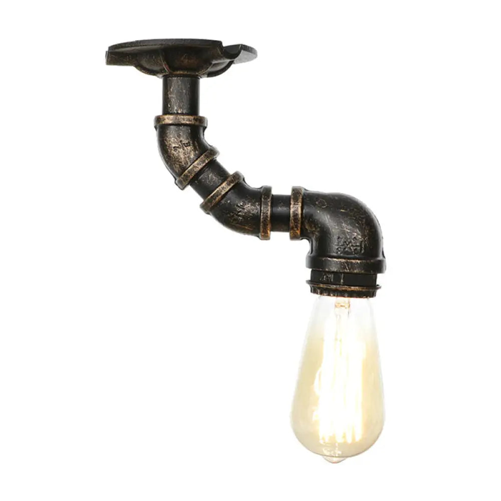 DecorBites™ DecorBites™ Industrial Twisted Pipe Metal Ceiling Lamp - 1 Light Semi Flush Fixture in Aged Silver/Antique Brass/Antique Bronze