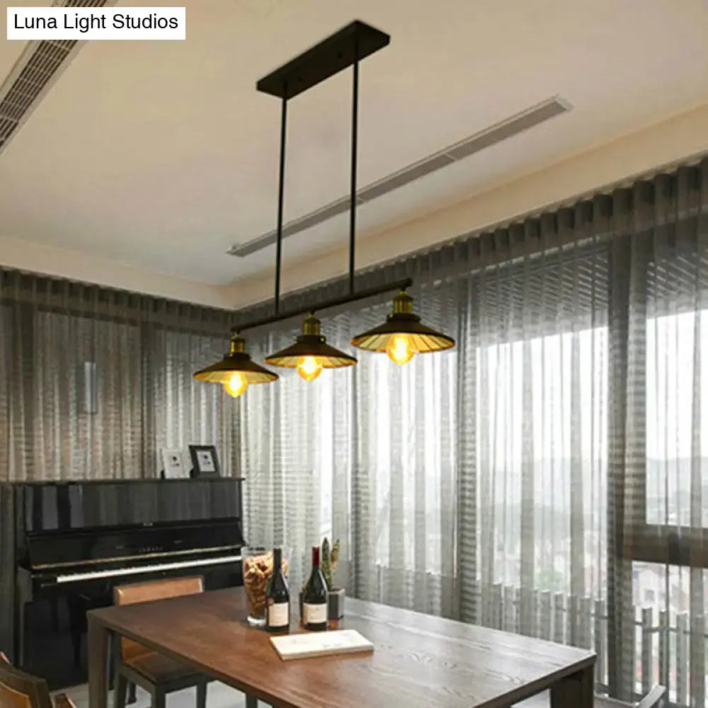 Decorbites vintage metal pendant light with three black cone shades brass finish and black rods compatible with led incandescent fluorescent bulbs 220v-240v 110v-120v