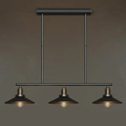 Decorbites vintage metal pendant light with three black cone shades and exposed bulb base for 220v-240v or 110v-120v use