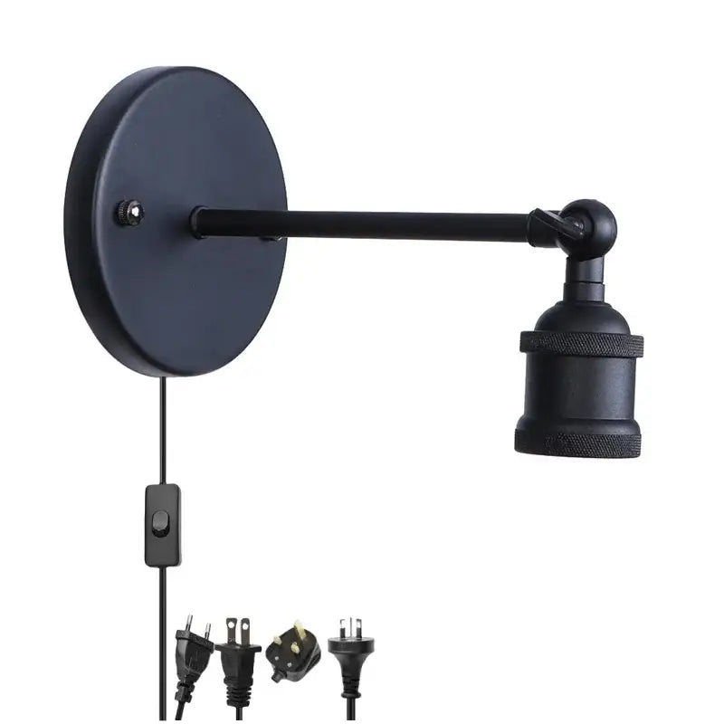 Industrial vintage black wall light with matte finish adjustable sconce and multi-country plug adapters decorbites led wall