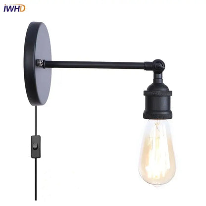 Black industrial vintage wall light with edison bulb featuring decorbites led wall design for bathroom use