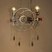 Decorbites vintage brass island pendant light featuring a wheel design with dual heads for restaurant lighting 110v-120v 220v-240v fixture width