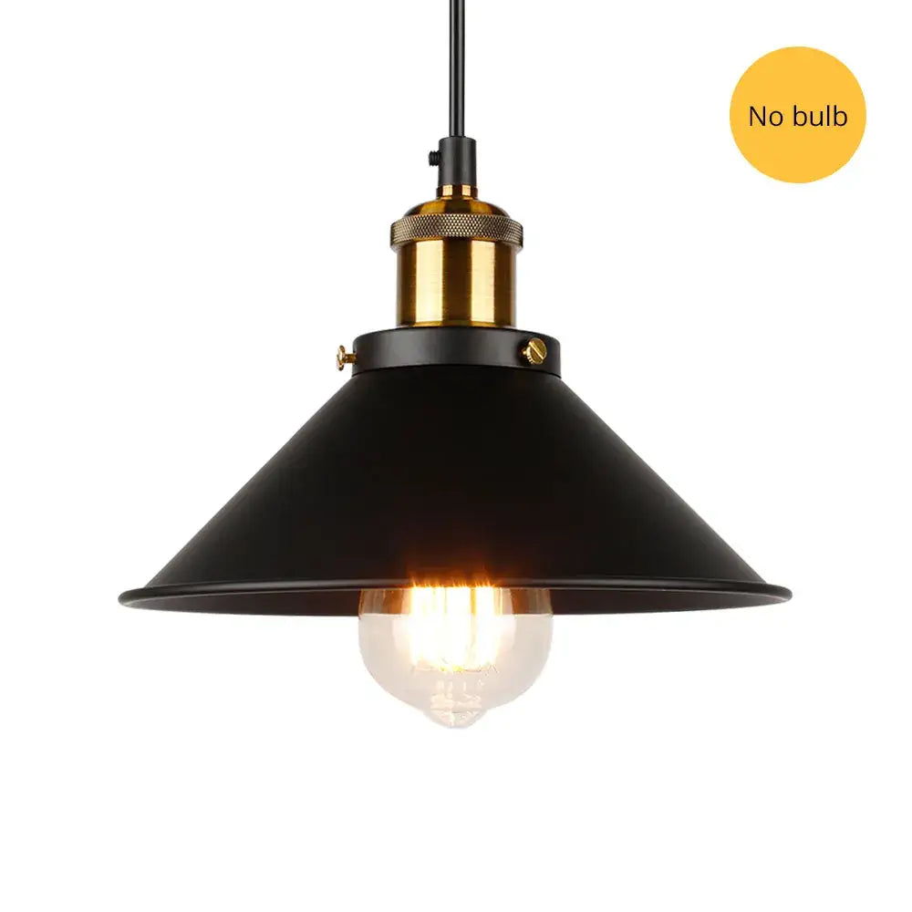 Black metal pendant light with brass finished socket and hanging cord for decorbites industrial vintage living room decor
