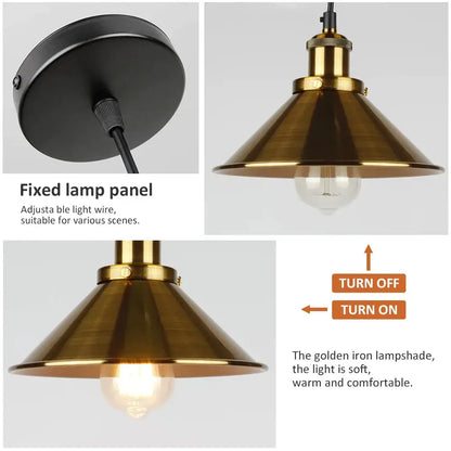 Golden iron industrial vintage brass pendant light with warm soft glow perfect for living room decorbites industrial vintage