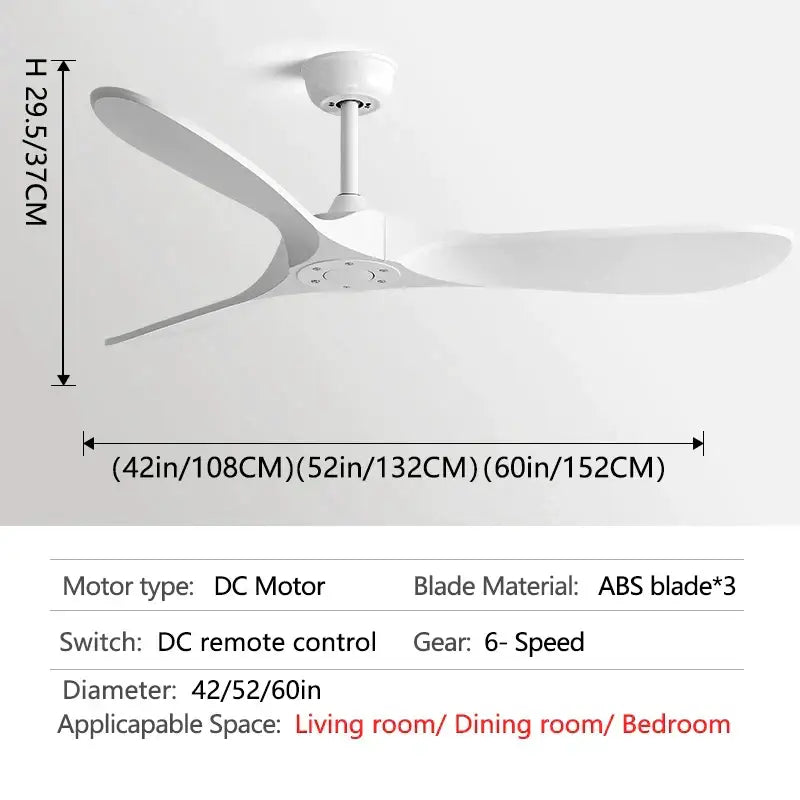 White ceiling fan with sleek modern abs blades for decorbites industrial vintage ceiling in living room decor