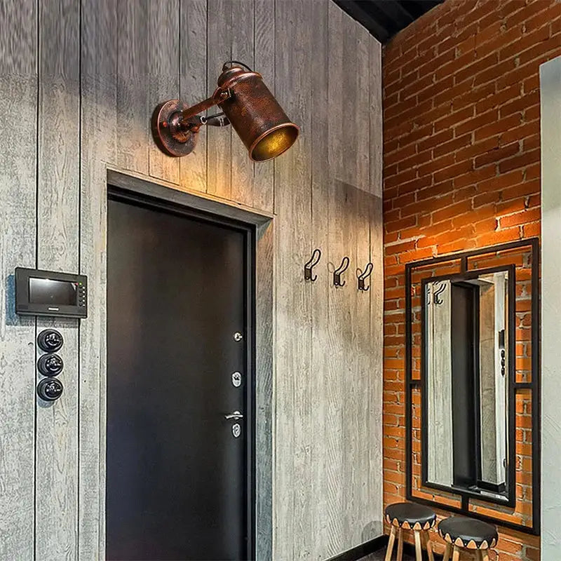 Copper-toned industrial vintage wall lamp with adjustable arm and frosted glass shade by decorbites wall lamp