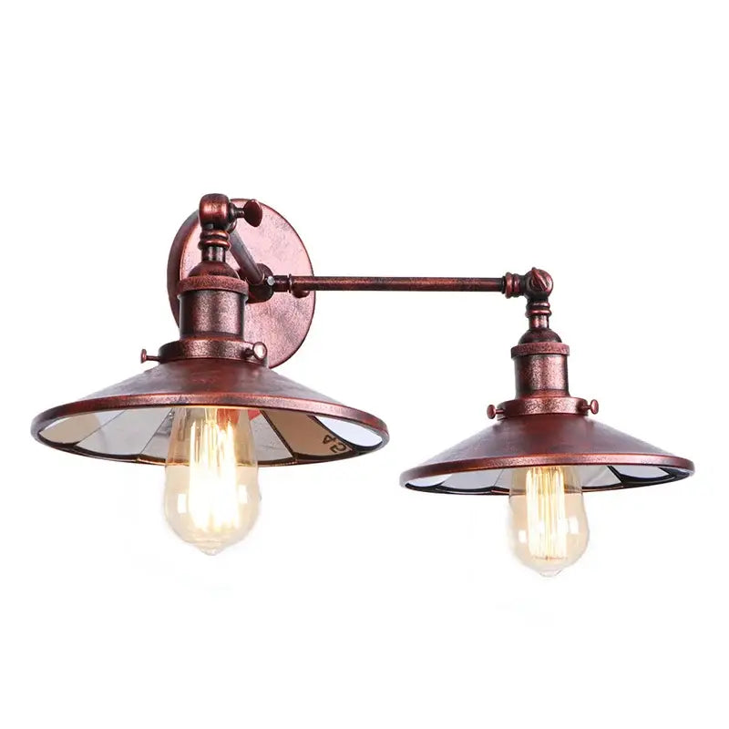 Industrial vintage double copper wall light featuring exposed filament bulbs and glass shades for bedroom reading decorbites wall light