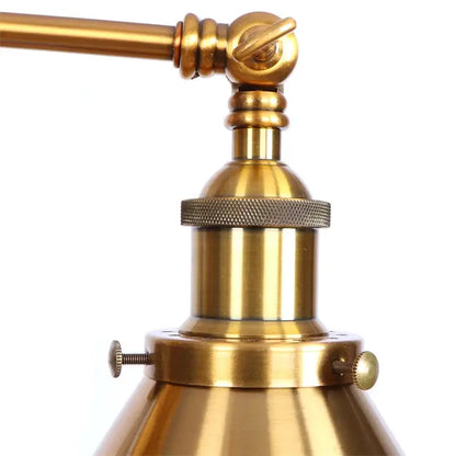 Brass-finished industrial vintage led wall light with textured knurled adjustment ring and screw fasteners for decorbites
