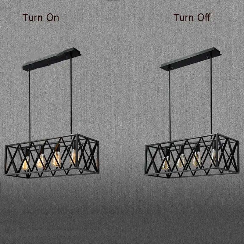 Industrial vintage loft black metal pendant lamp with geometric lattice design and exposed Edison bulbs for dining room decorbites industrial vintage