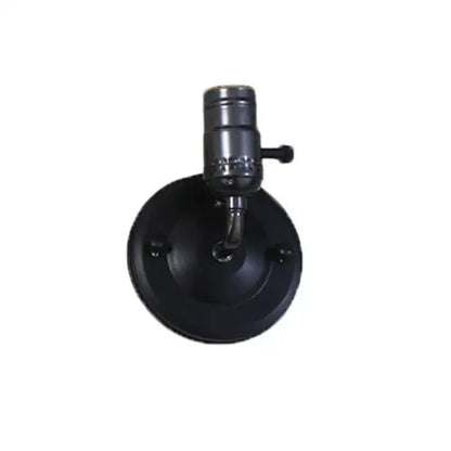 Black metal wall sconce lamp with cylindrical socket and circular base in industrial vintage multi color bedroom set of 4