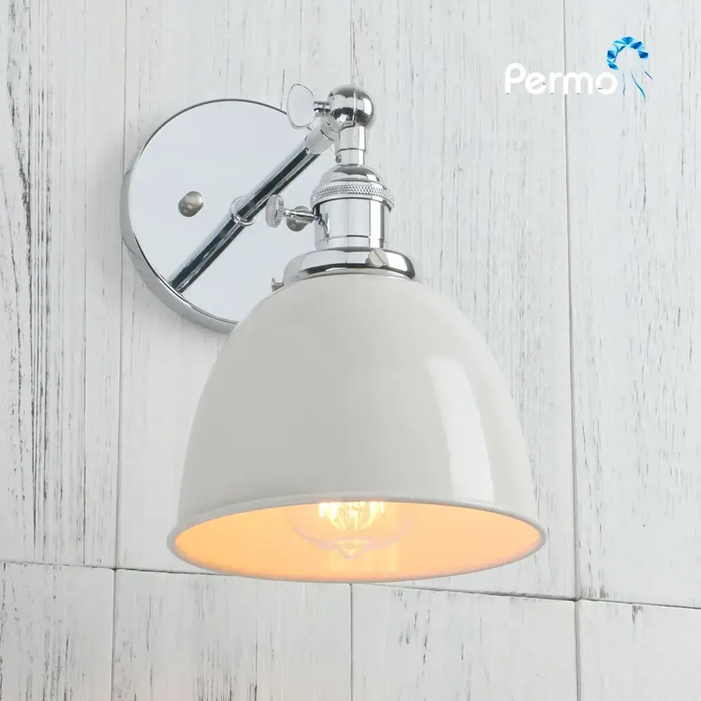 Chrome finished industrial vintage wall sconce lights with matte off-white ceramic shade for decorbites industrial vintage wall decor